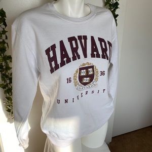 White Harvard crew neck, size S
